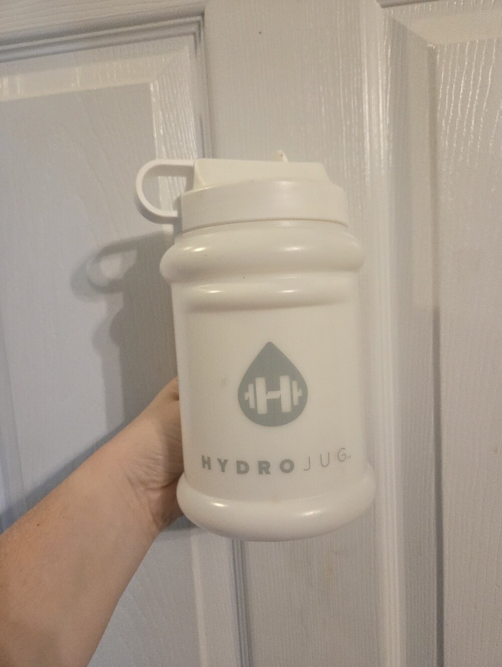 HydroJug White Beige Travel Water Jug with Carry Handle